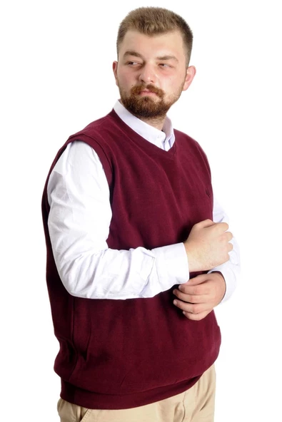 Mode XL Büyük Beden Erkek Süeter Vanize Selanik 20547 Mürdüm - 6