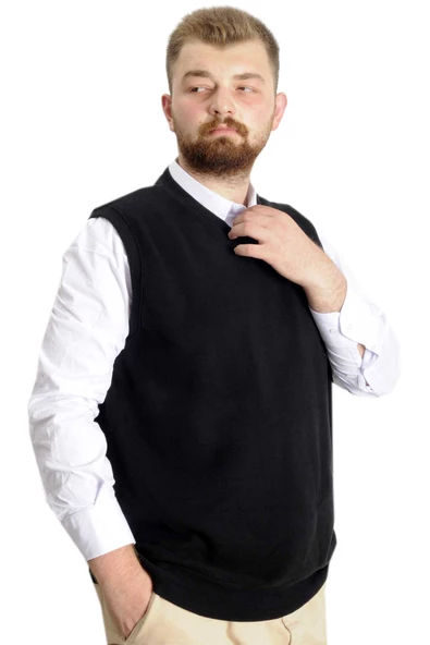 Mode XL Büyük Beden Erkek Süeter Vanize Selanik 20547 Siyah - 7