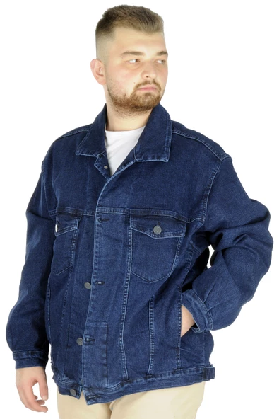 Mode XL Büyük Beden Erkek Kot Mont Lopez 22800 Lacivert - 2