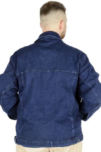 Mode XL Büyük Beden Erkek Kot Mont Lopez 22800 Lacivert - 4