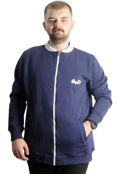 Mode XL Büyük Beden Erkek Kolej Mont Süper 22614 İndigo - 4