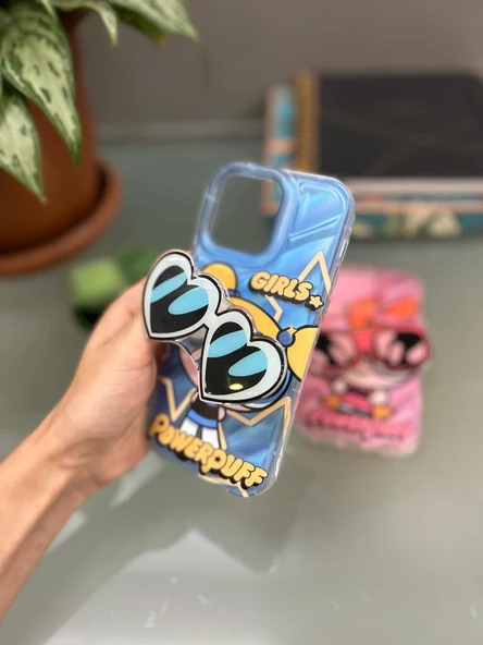 Iphone 14 Pro Max Uyumlu Powerpuff Girls Baskılı Gözlük Popsoketli Standlı Kılıf - 2
