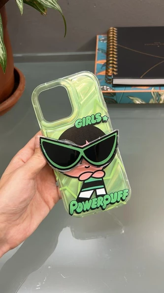 Iphone 14 Pro Max Uyumlu Powerpuff Girls Baskılı Gözlük Popsoketli Standlı Kılıf - 7