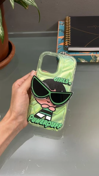 Iphone 14 Pro Max Uyumlu Powerpuff Girls Baskılı Gözlük Popsoketli Standlı Kılıf - 8