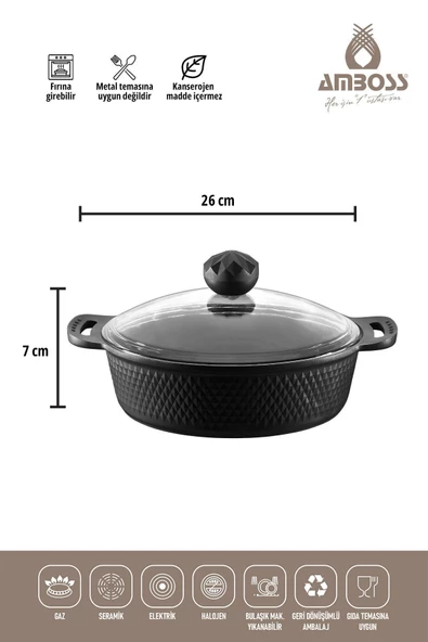 Amboss Kuvars 7 Parça Döküm Set Siyah - 9
