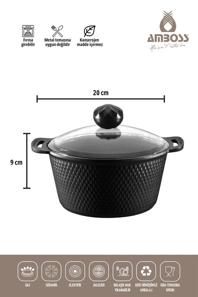Amboss Kuvars 7 Parça Döküm Set Siyah - 6