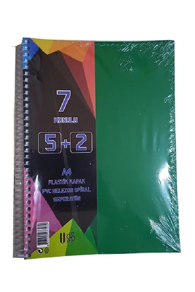 a4 boy 5+2 ayraçlı defter dersane defteri (5 kareli 2 çizgili )175 yaprak udep - 5