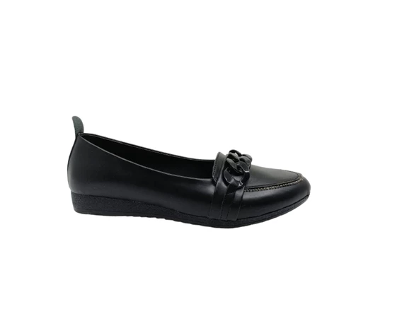 Zerhan 3039 Kadın Siyah Tokalı Babet Ayakkabı ürün görseli