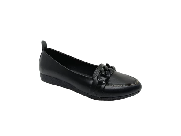 Zerhan 3039 Kadın Siyah Tokalı Babet Ayakkabı - Resim 6
