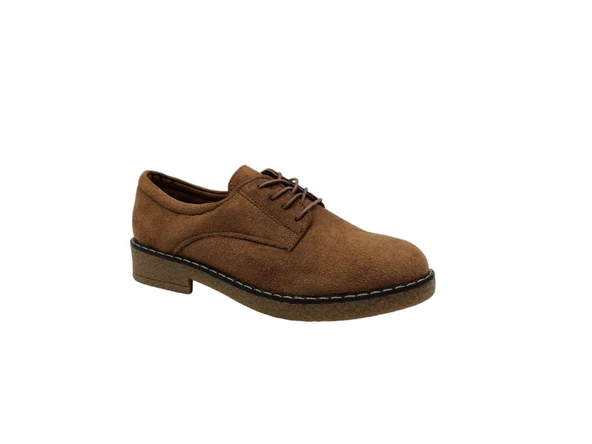 Zerhan 2401 Kadın Taba Bağcıklı Oxford Süet Ayakkabı - 4