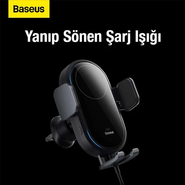 Baseus 15W Kablosuz Şarjlı Araç içi Telefon Tutucu,Otomatik Kilitli,Mavi Led Işıklı, Endüktif Şarj Destekli - 5