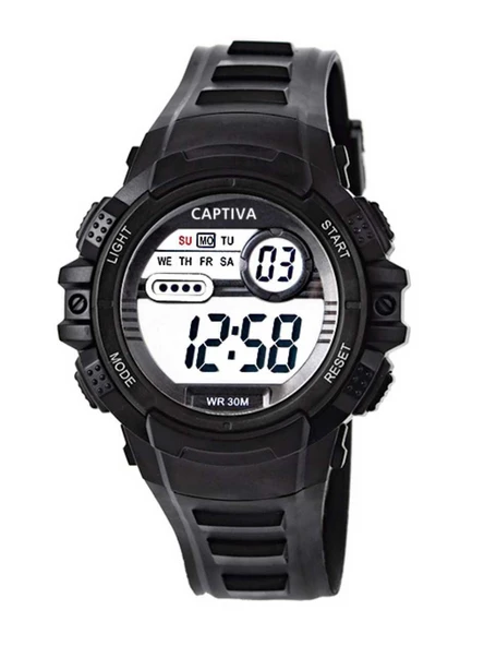 Captiva Digital 30 mt Suya Dayanıklı Işıklı Alarmlı Kronometreli Takvimli Silikon Kordonlu Çoçuk Kol Saati
