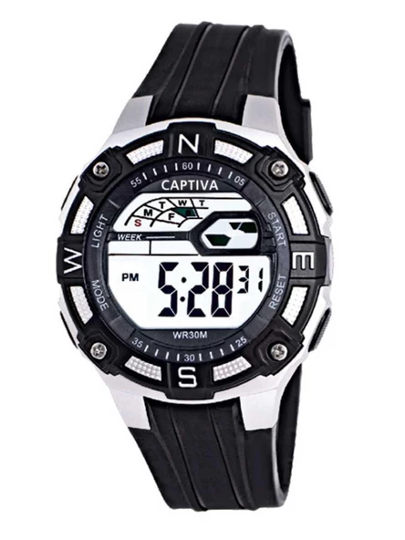 Captiva Digital 30 mt Suya Dayanıklı Işıklı Alarmlı Kronometreli Takvimli Silikon Kordonlu Çoçuk Kol Saati
