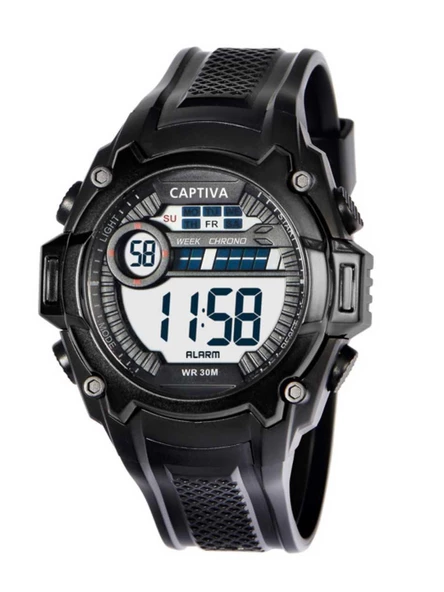 Captiva Digital 30 mt Suya Dayanıklı Işıklı Alarmlı Kronometreli Takvimli Silikon Kordonlu Çoçuk Kol Saati