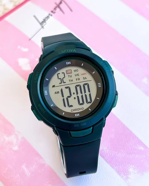 Captiva Diğital 30 mt Suya Dayanıklı Alarm-Kronometre-Takvim-aydınlatmalı Spor Çoçuk Kol Saati - 8
