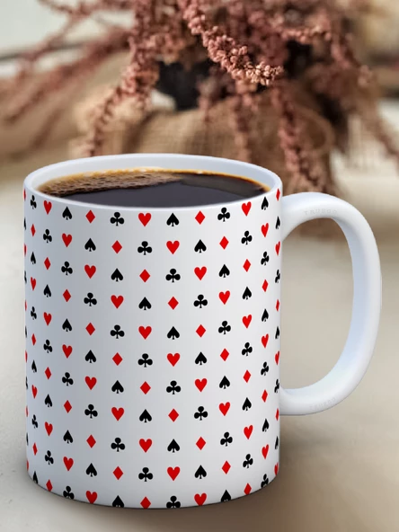 Baskılı Kupa Bardak Seramik Mug - Karo desen