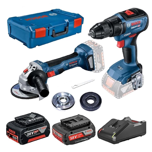 Bosch Gsr 18V-50 + Gws 180-LI Akülü Taşlama ve Vidalama Set 2AH + 5AH Akü - 0615990M47