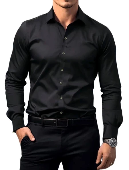 Erkek Silim Fit Uzun Kol Gömlek BGL-ST03143 - Resim 3