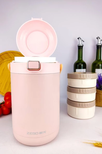 Digithome Paslanmaz Çelik Hazneli Yemek Termosu 2000 Ml Pembe - YK1412 C320.025 - 2