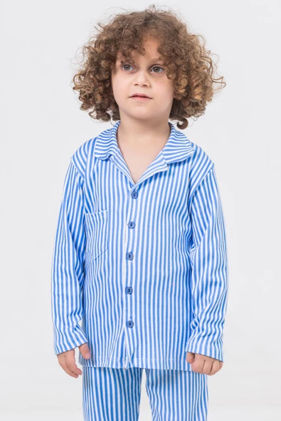 Lemoon Çizgili Düğmeli Çocuk Pijama Takımı C83294 - 5