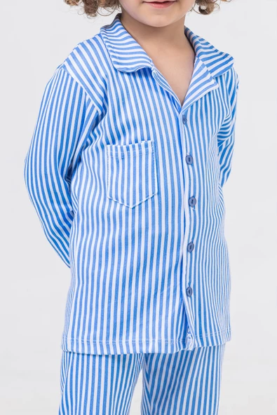 Lemoon Çizgili Düğmeli Çocuk Pijama Takımı C83294 - 7