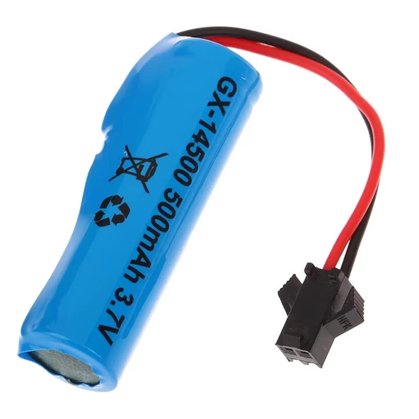 Siyah Soketli Oyuncak Araba Pili 3.7v 500 Mah 14500 Li-ıon 14mm X 50mm