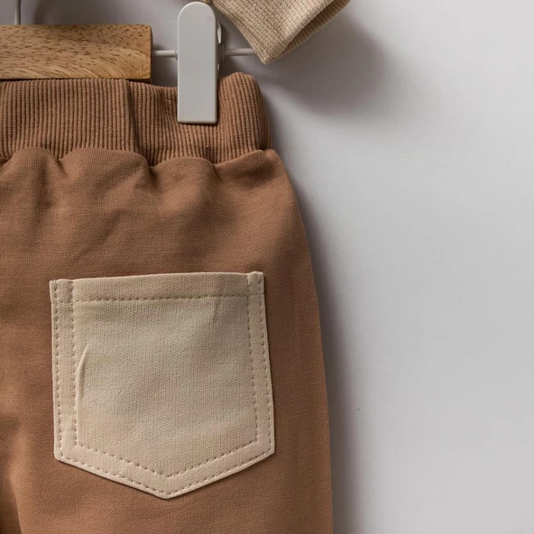 Erkek Çocuk %100 Pamuklu Kahverengi Eşofman Takım - 2