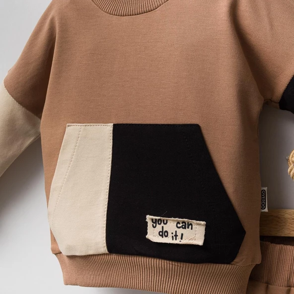 Erkek Çocuk %100 Pamuklu Kahverengi Eşofman Takım - 4