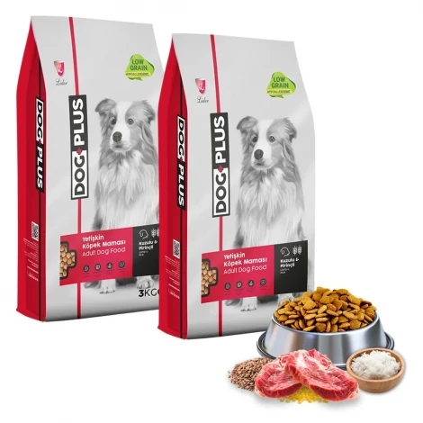 DogPlus Düşük Tahıllı Hipoalerjenik Kuzu Etli Pirinçli Yetişkin Köpek Maması 3 Kg x 2 Adet