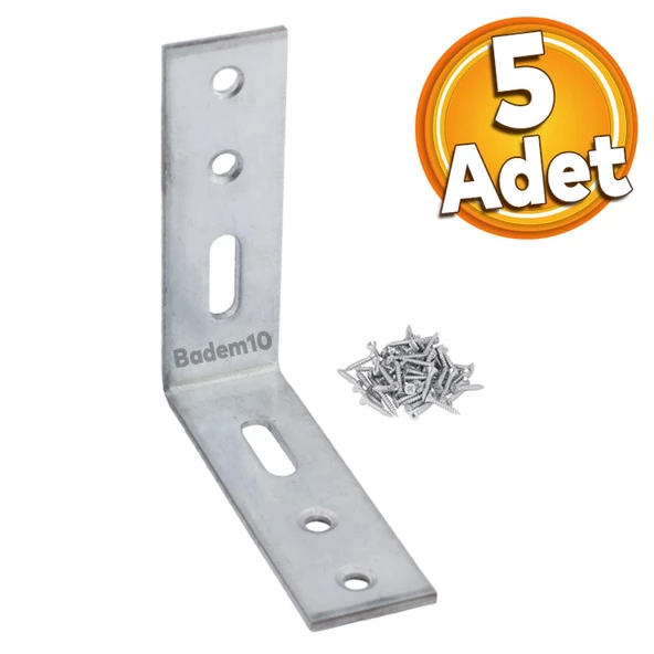 Mobilya Eşya Dolap Yatak Duvara Sabitleme Köşebent Bağlantı Aparatı L Demiri Gönye 65x65x20 Mm (5 ADET)