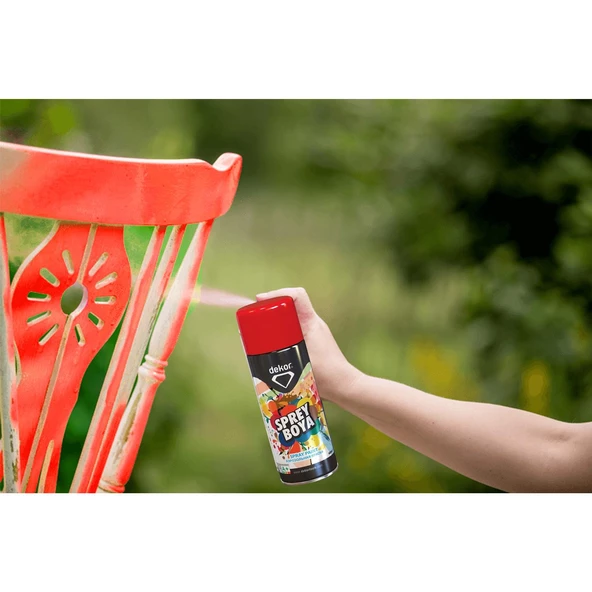 Dekor Akrilik Efektli Metal Ahaşap Karton Cam Taş Plastik PVC Yüzeyler Sprey Boya Kırmızı 400 ML - 2