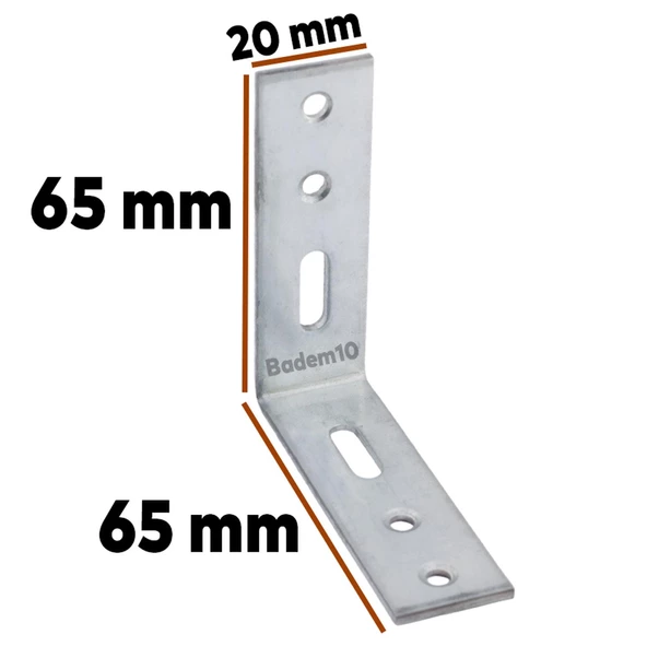 Mobilya Eşya Dolap Duvara Sabitleme Köşebent Bağlantı Aparatı L Demiri Gönye 65x65x20 Mm (25 ADET) - Resim 2