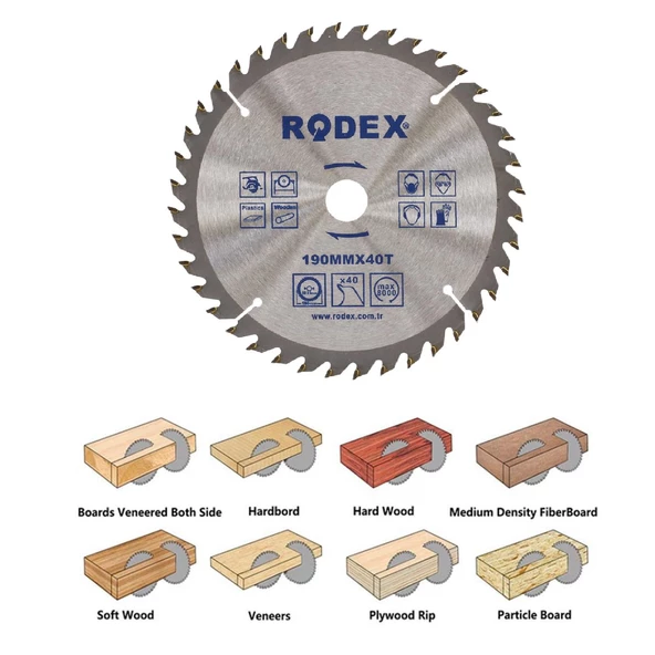 Ahşap MDF Mobilya Tahta Sunta Dolap Kesme Testeresi Metal Elmas Testere 190 mm 40 Diş - 3