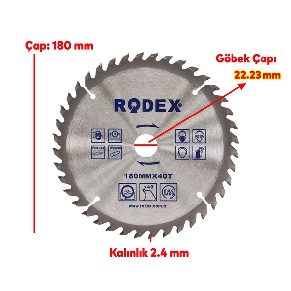 Ahşap MDF Mobilya Tahta Sunta Dolap Kesme Testeresi Metal Elmas Testere 180 mm 40 Diş - 2