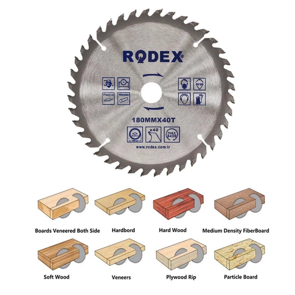 Ahşap MDF Mobilya Tahta Sunta Dolap Kesme Testeresi Metal Elmas Testere 180 mm 40 Diş - 3