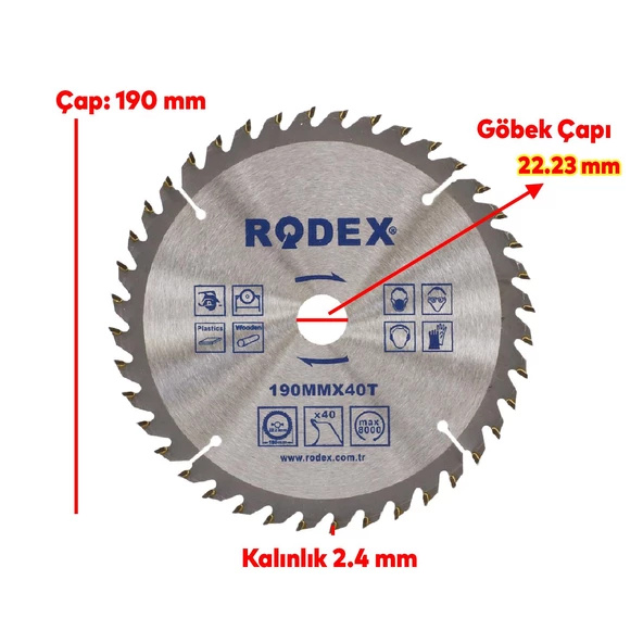 Ahşap MDF Mobilya Tahta Sunta Dolap Kesme Testeresi Metal Elmas Testere 190 mm 40 Diş - 2