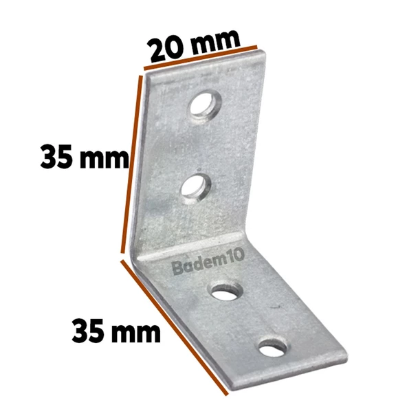 Mobilya Eşya Dolap Yatak Duvara Sabitleme Köşebent Bağlantı Aparatı L Demiri Gönye 35x35x20 Mm (5 ADET) - Resim 3