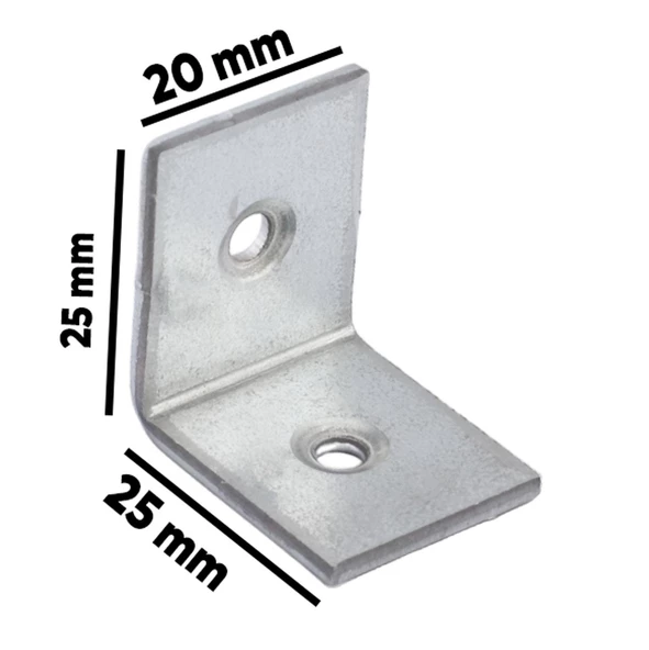 Mobilya Eşya Dolap Duvara Sabitleme Köşebent Bağlantı Aparatı L Demiri Gönye 25x25x20 Mm (25 ADET) - 2