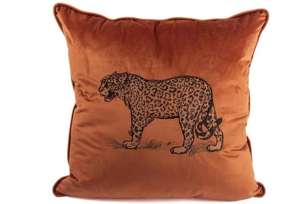 Mikasa Moor Leopar Nakışlı Turuncu 55x55 Yastık