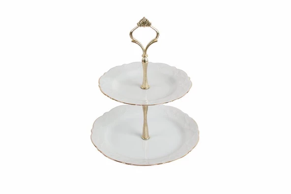 Porland Queen Altın Yaldız 2 Katlı Kurabiye Tabağı 21cm - 2