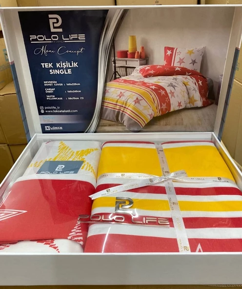 Polo Life Lüks Tek Kişilik Nevresim Takımı-GS Sarı Kırmızı - 2