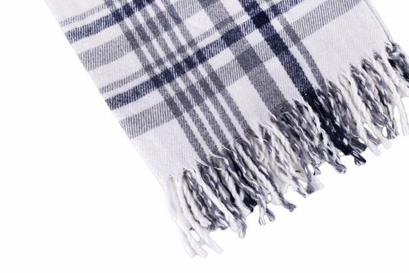 Porland Gri Kareli Simli Battaniye Çift Kişilik - 4