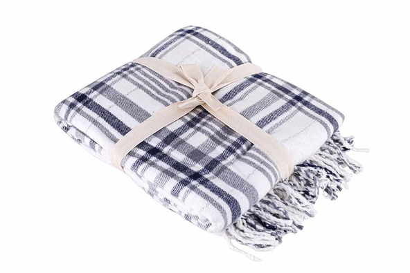 Porland Gri Kareli Simli Battaniye Çift Kişilik - 2