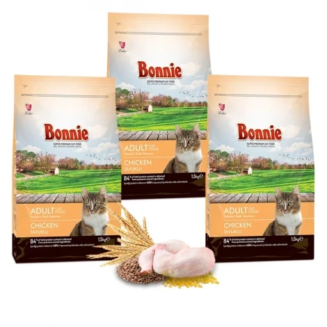 Bonnie Tavuklu Yetişkin Kedi Maması 1,5 Kg x 3 Adet