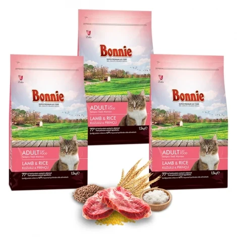 Bonnie Kuzu Etli Prinçli Yetişkin Kedi Maması 1,5 Kg x 3 Adet