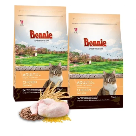 Bonnie Tavuklu Yetişkin Kedi Maması 1,5 Kg x 2 Adet