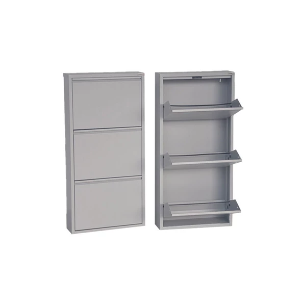Mobilya Pratik Gri Metal Ayakkabılık   MAC3 - 3 Kapaklı - 50X15X103 h - 3