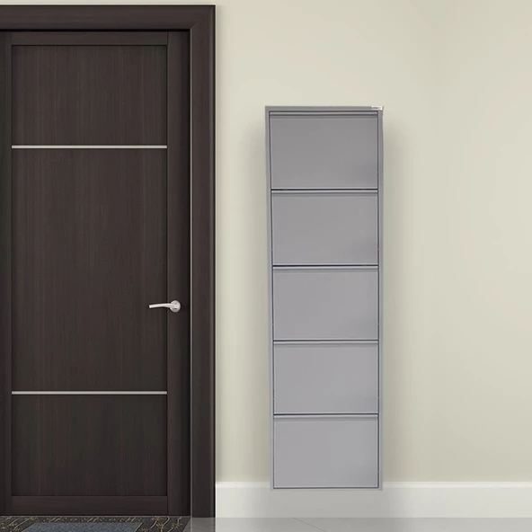 Mobilya Pratik 5'li Metal Ayakkabılık - Açık Gri