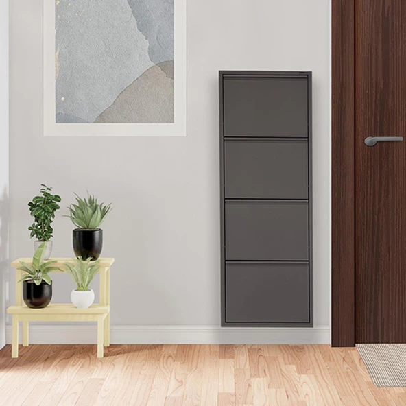 Antrasit Metal Ayakkabılık  MAC4 - 4 Kapaklı - 50X15X136 h - 2