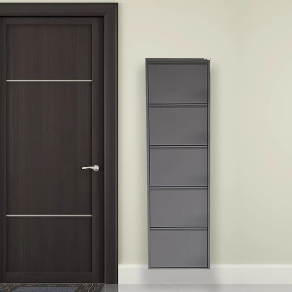 Antrasit Metal Ayakkabılık  MAC5 - 5 Kapaklı - 50X15X169 h